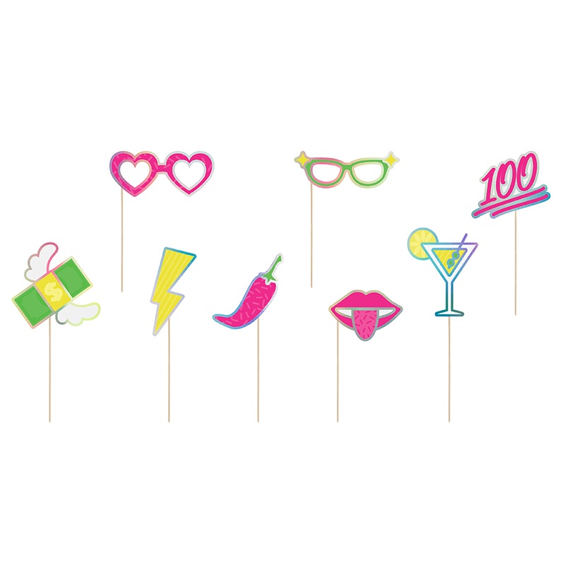 8 Neon Party Photobooth Props