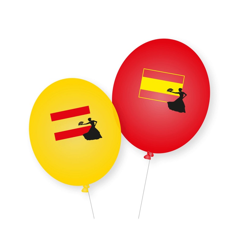 8 Spain latex balloons yellow-red
