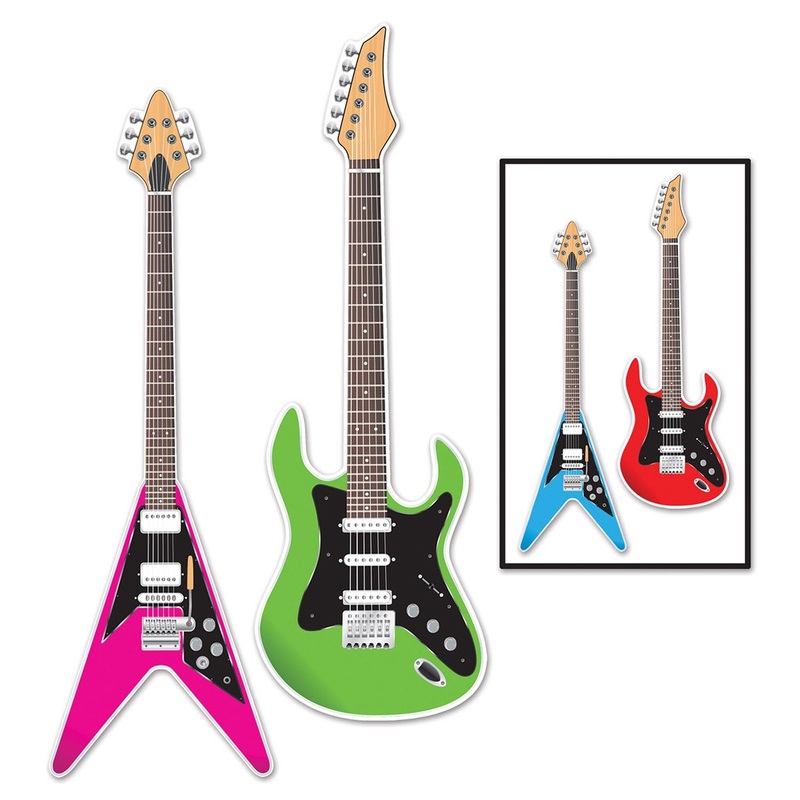 Colorful rock guitar decoration in a set of 2