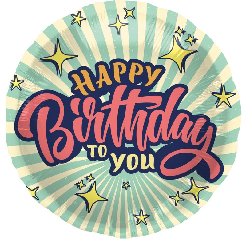 Foil balloon Happy Birthday Retro Stars 45cm