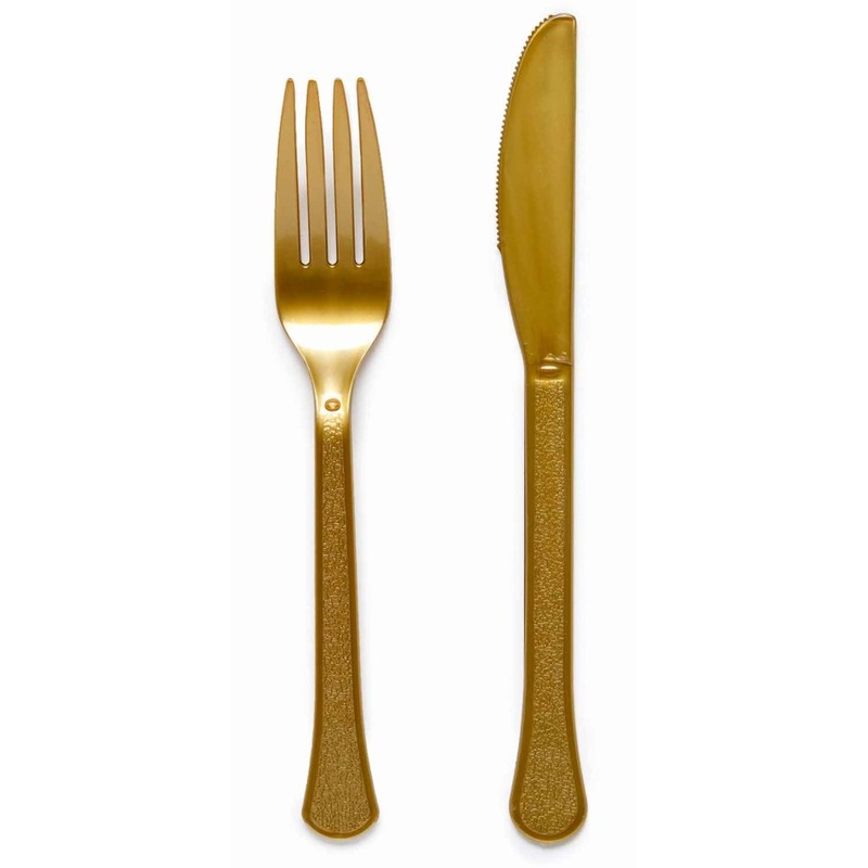 Golden cutlery set 24 pieces reusable