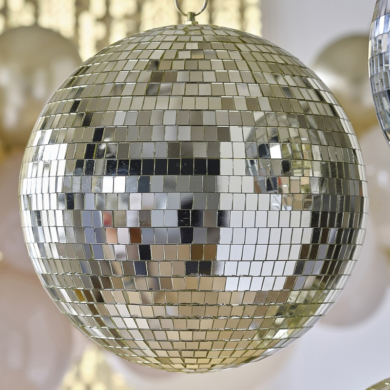 Golden mirror ball decoration 30cm
