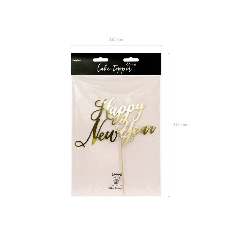 Happy New Year Cake Topper Gold 24cm