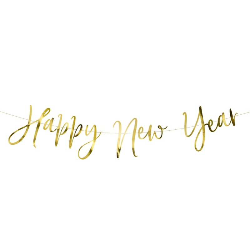 Happy New Year Garland Metallic Gold