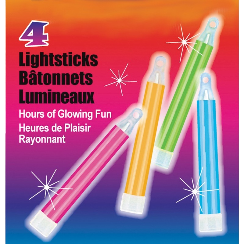 Pack of 4 neon party glow sticks 10cm