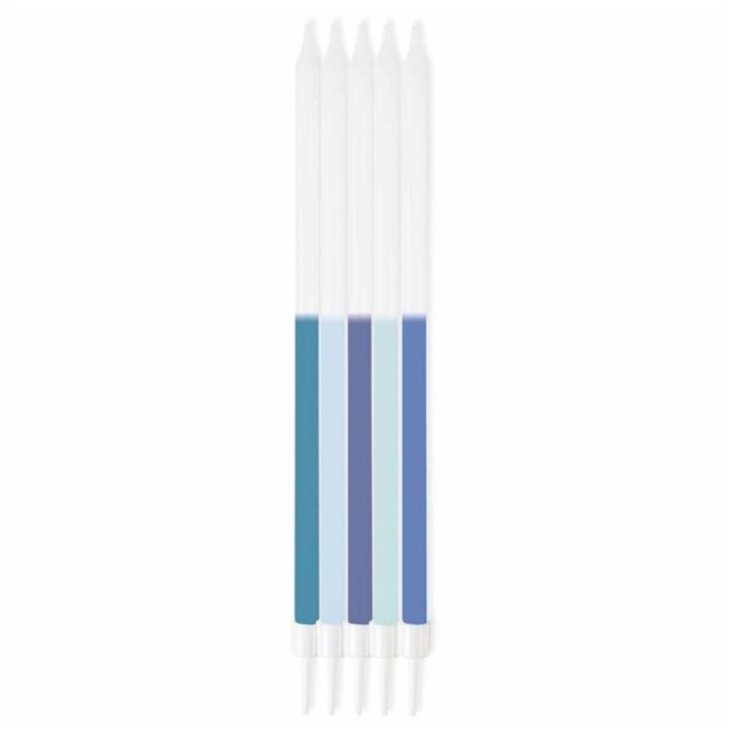 12 giant cake candles blue and white 16cm