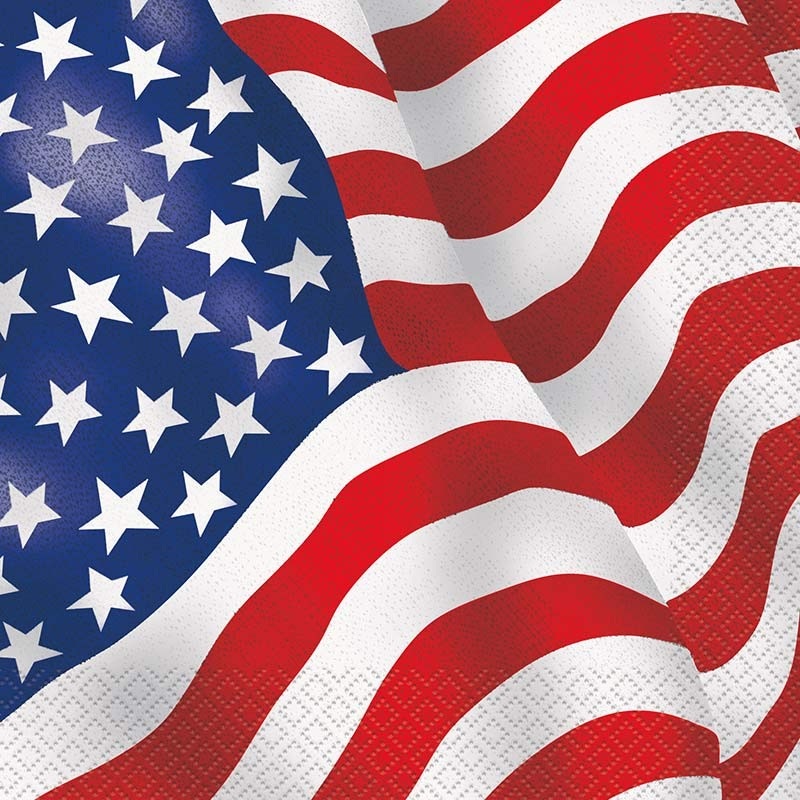 16 Old Glory USA napkins 33cm