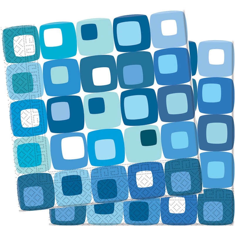 20 blue squares napkins 33cm