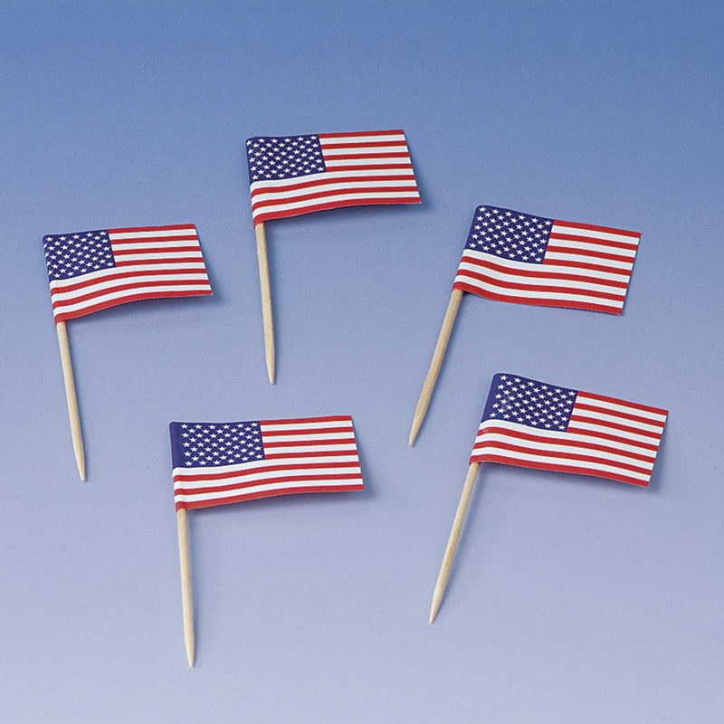 200 American Spirit flags party skewers 8cm