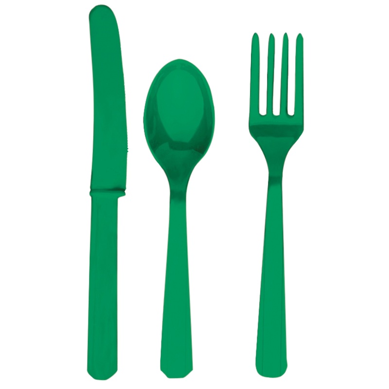 24 pcs. Party buffet cutlery set emerald green