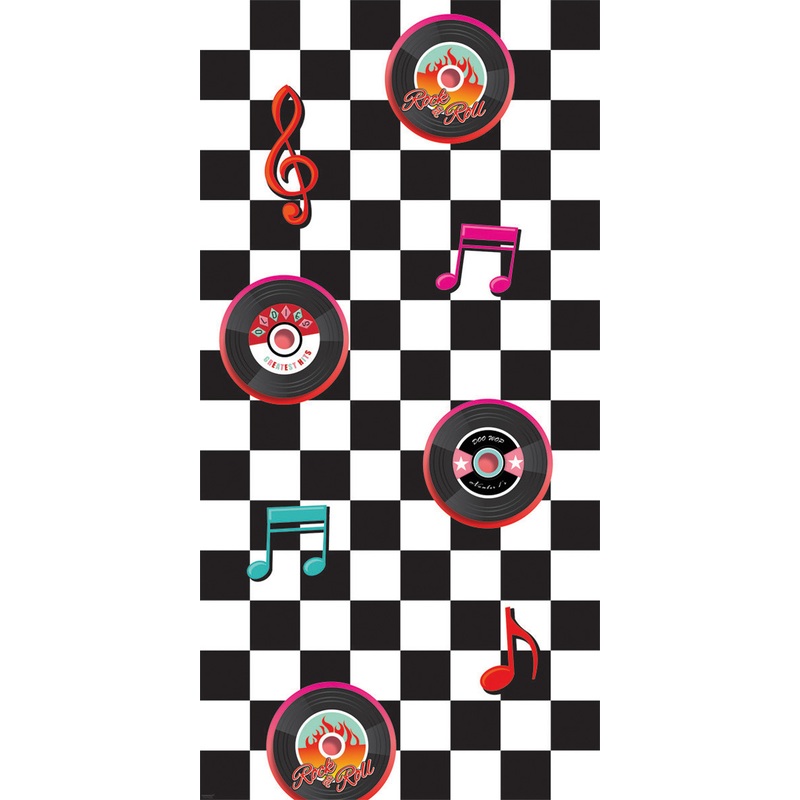 50s rock & roll wall backdrop checkered