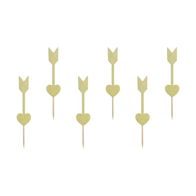 6 cupcake sticks Cupid's arrow 13cm