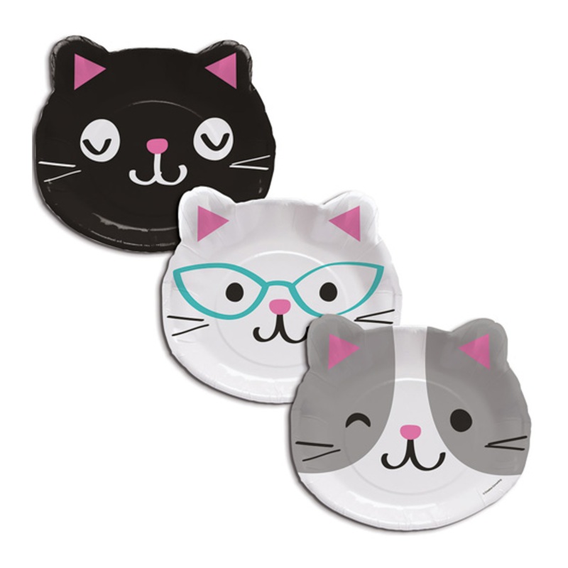 8 cute kitten paper plates 23cm