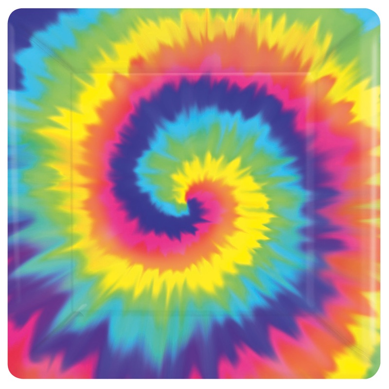 8 Groovy 60s paper plates rainbow 25cm