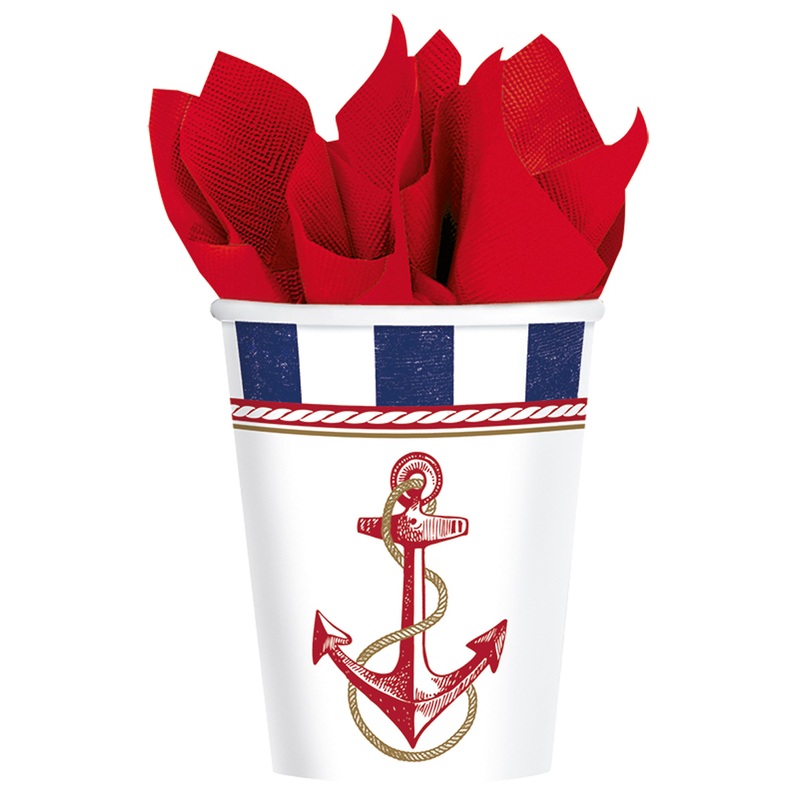 8 Maritime summer paper cups 266ml
