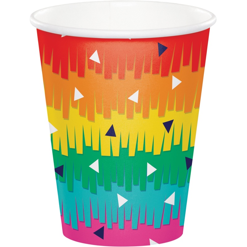 8 Rainbow Fiesta paper cups 256ml