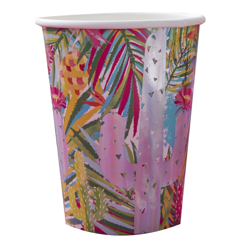 8 Tropical Summer paper cups 250ml