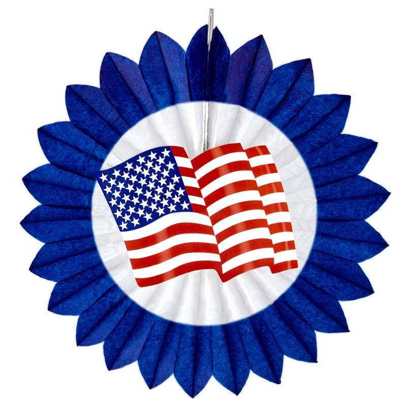 Blue American paper fan