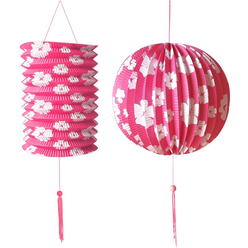 Hawaiian Flower Lantern Set Pink