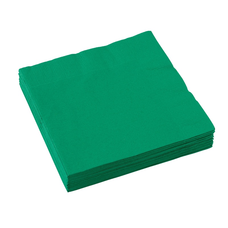 Set of 20 Partytime paper napkins emerald green