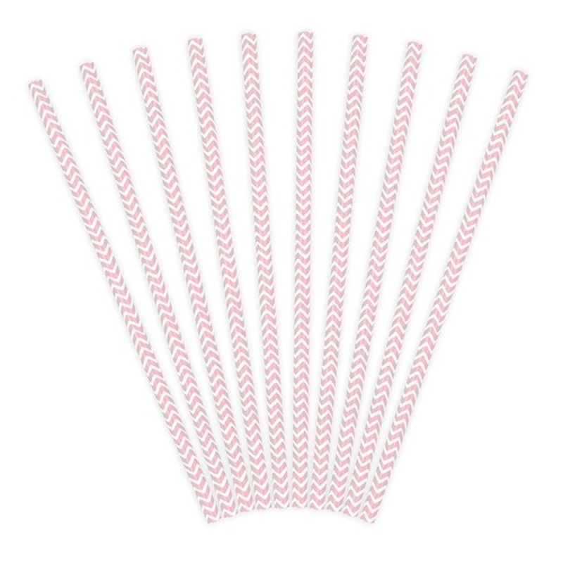 10 zigzag paper straws pink 19.5cm