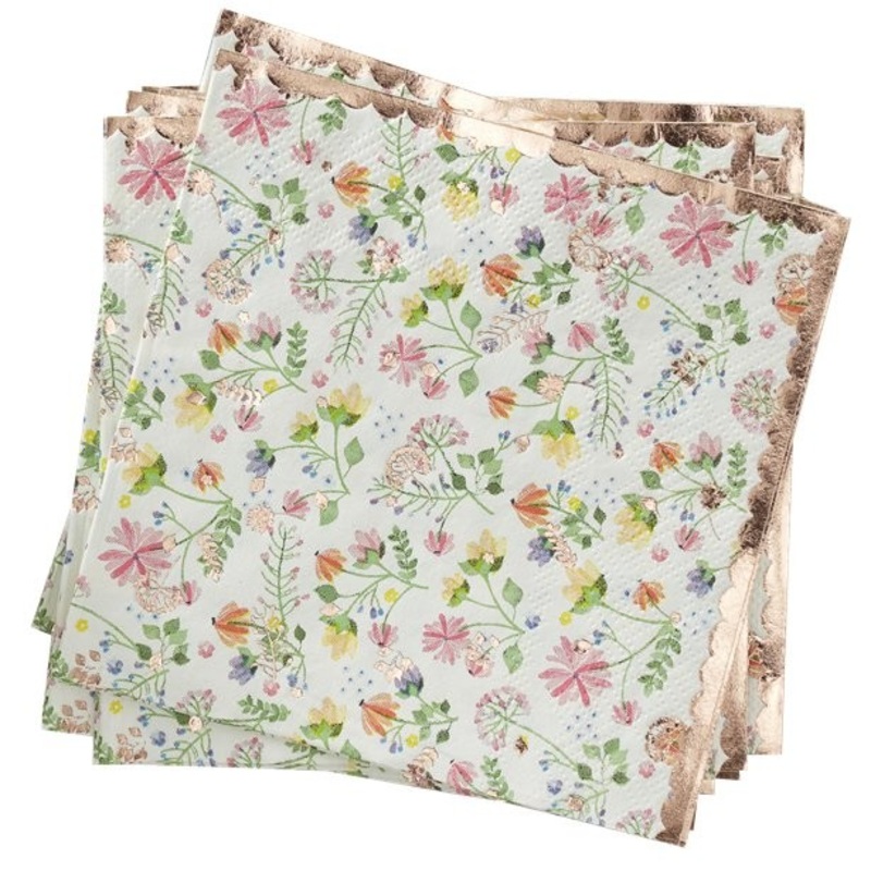 16 Wild Flower napkins 24cm