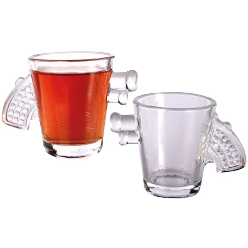 2 shot glasses with pistol design