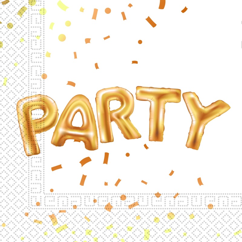 20 golden party napkins 33cm