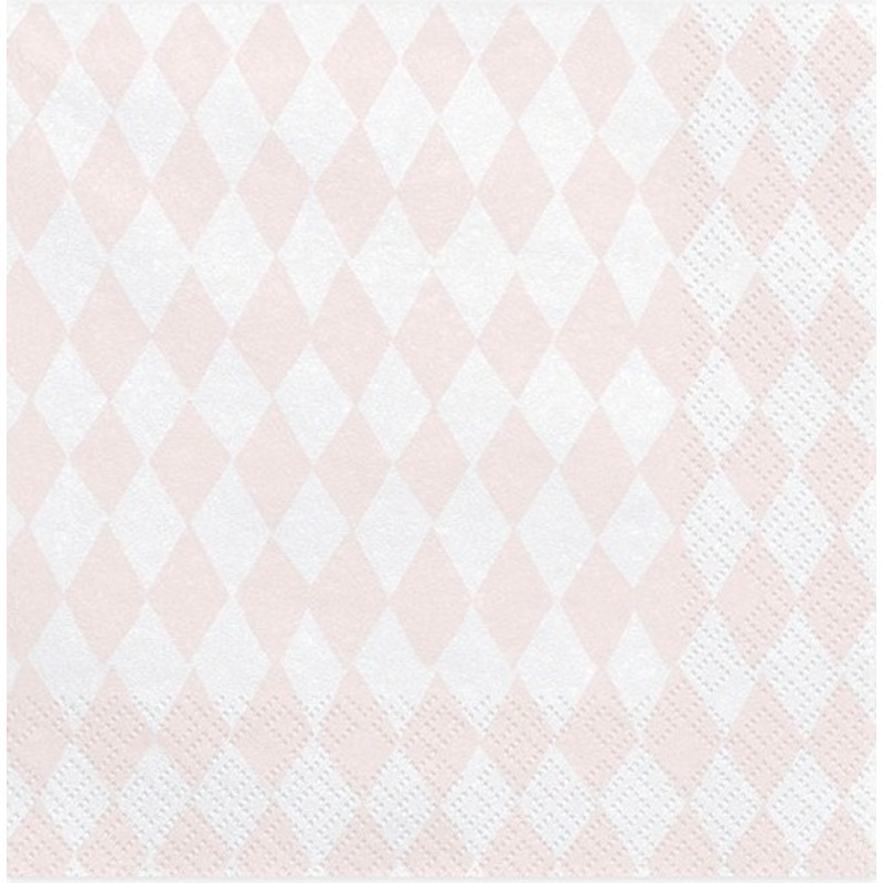 20 pink diamond pattern napkins 33cm