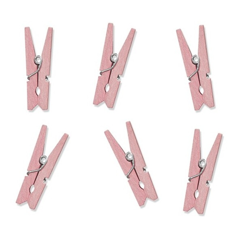 20 pink wooden clips 3cm