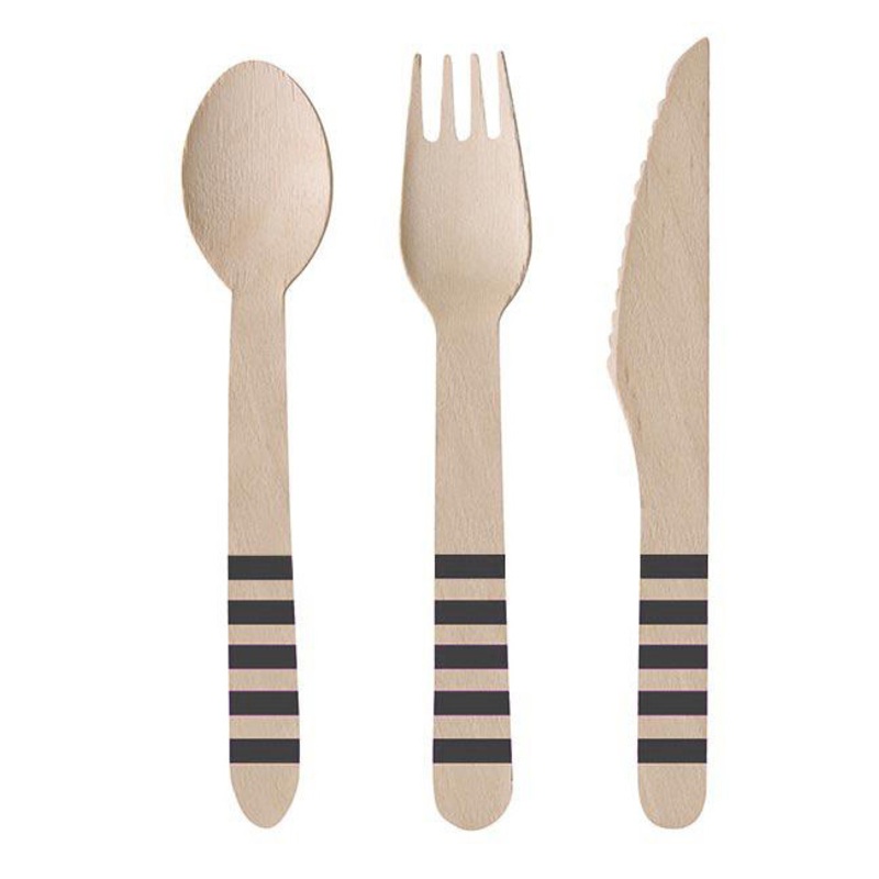 24 pcs. Wooden cutlery soccer party