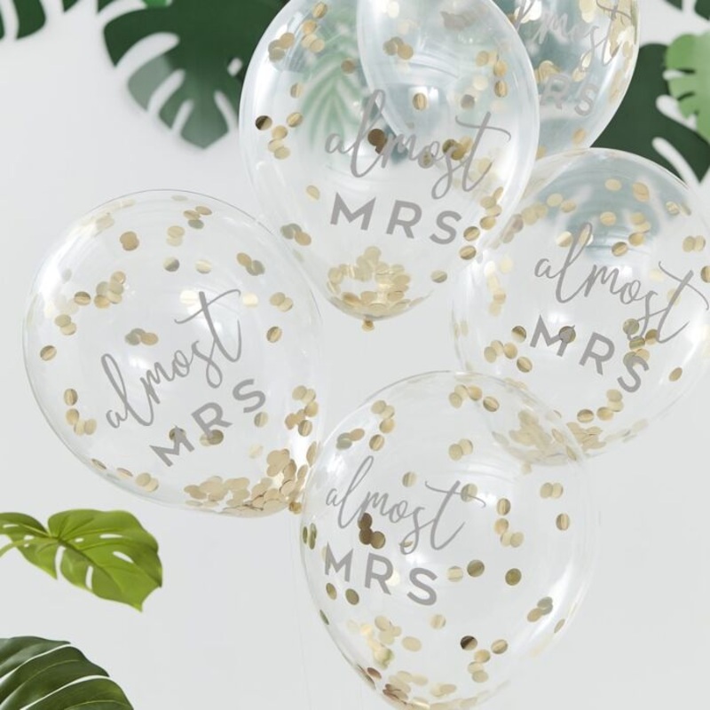 5 golden confetti balloons JGA floral 30cm