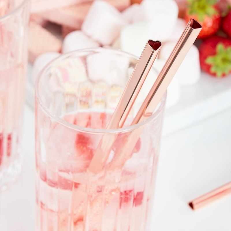 5 little heart metal straws