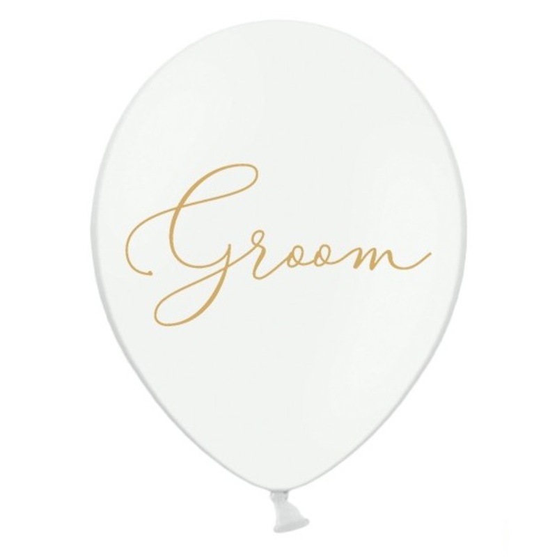 50 balloons groom white-gold 30cm