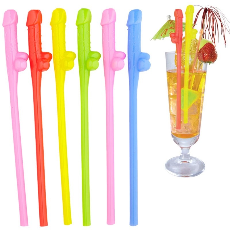 6 colorful penis straws