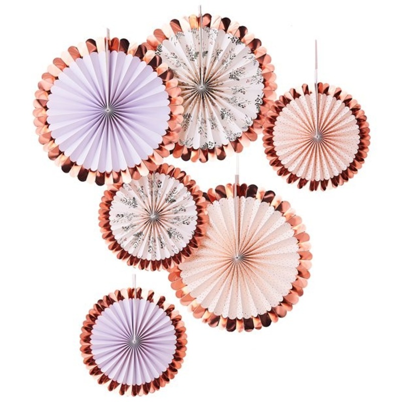 6 floral decorative rosettes rose gold