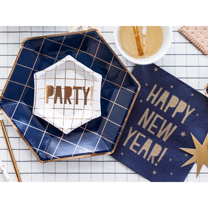 6 Party Night Paper Plates Navy Blue 23cm