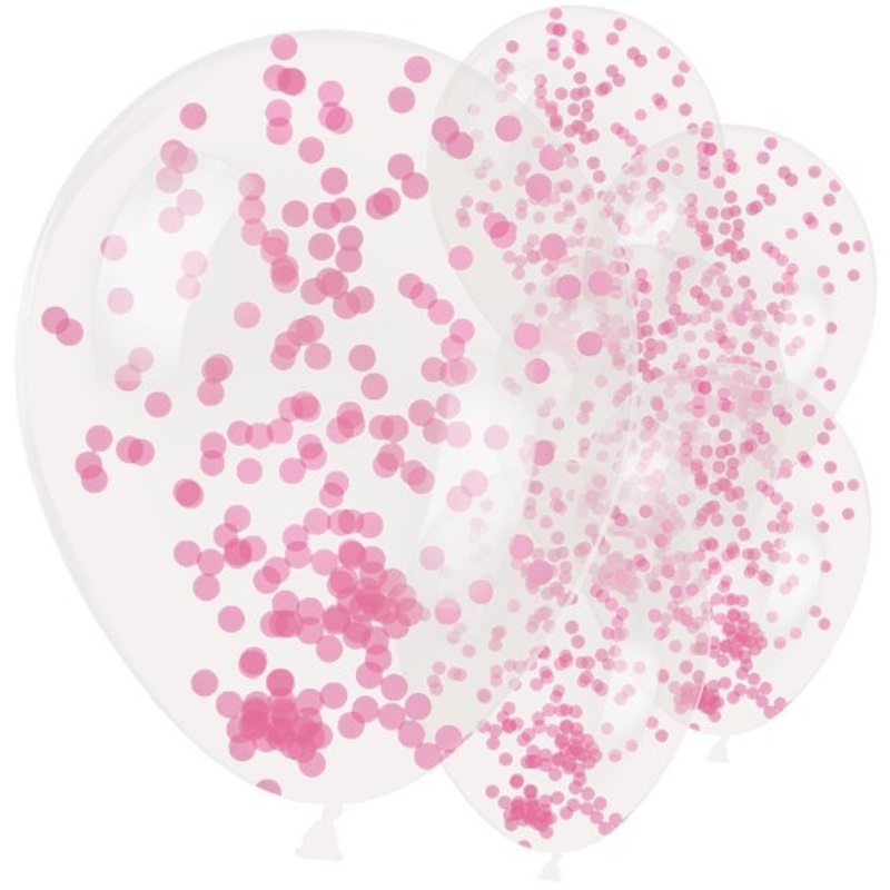 6 pink confetti balloons calypso 28cm