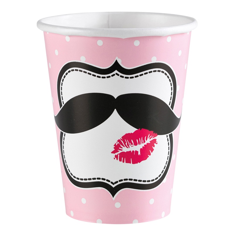 8 cute mustache paper cups 266ml