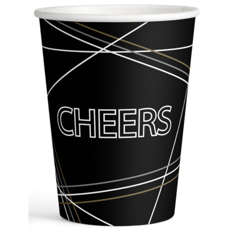 8 elegant New Year paper cups 250ml