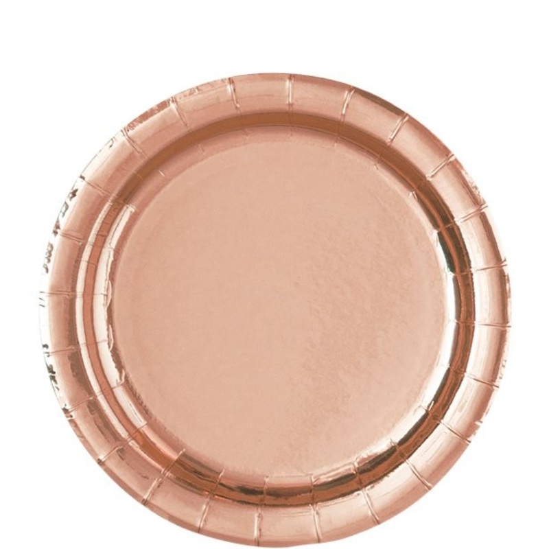 8 Rose Gold Paper Plates 23cm