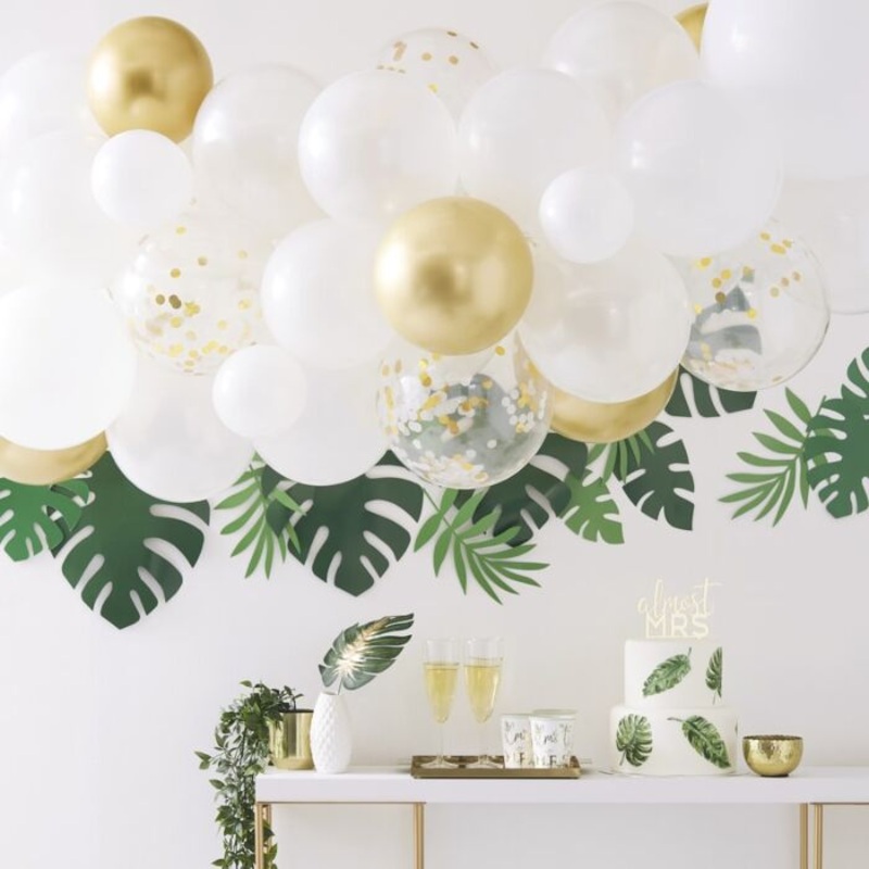 Balloon garland set white-gold 55 pieces