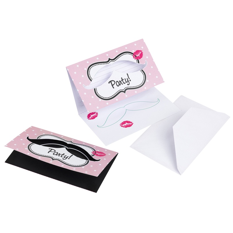 Cute mustache invitation card bachelorette party