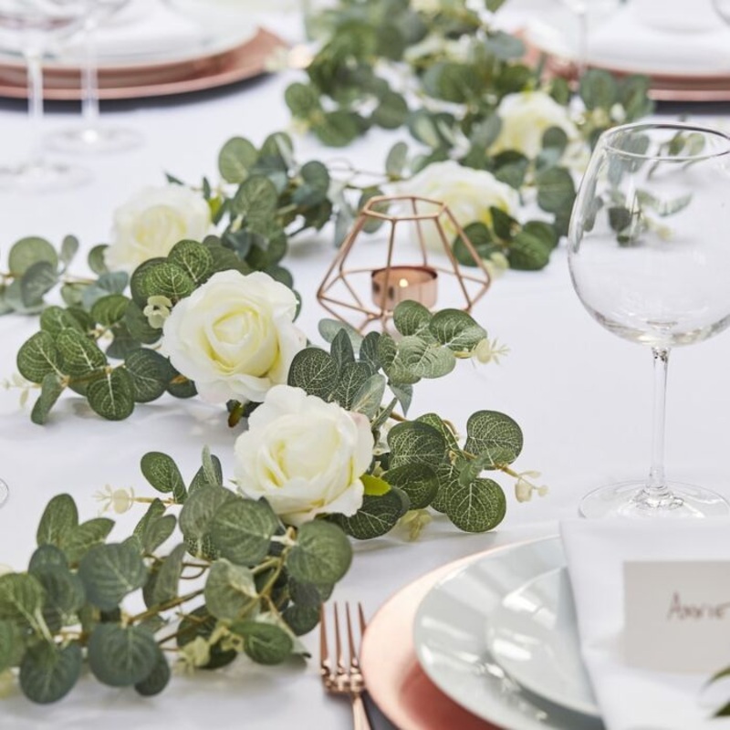 Eucalyptus & blossoms decoration garland 1,8m