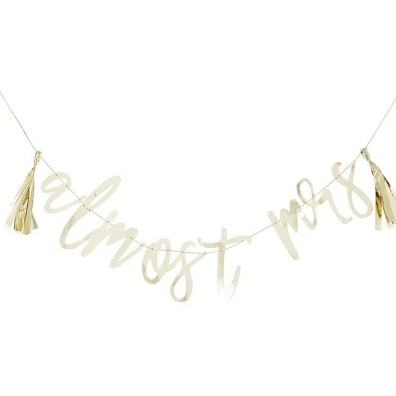 Floral JGA Almost Mrs garland with tassels gold 2m