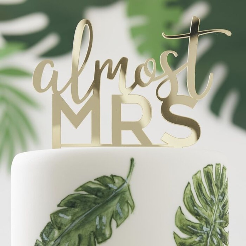 Floral JGA cake topper Almost Mrs
