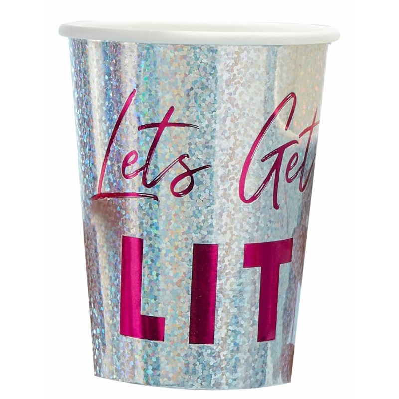 Lets get lit glitter paper cup 250ml