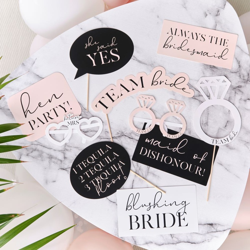 Pink & Black Team Bride Photo Accessories