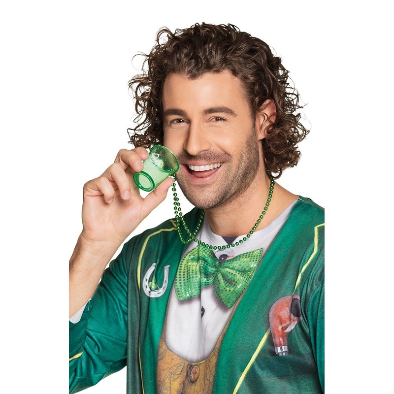 St. Patricks Day shot glass with necklace