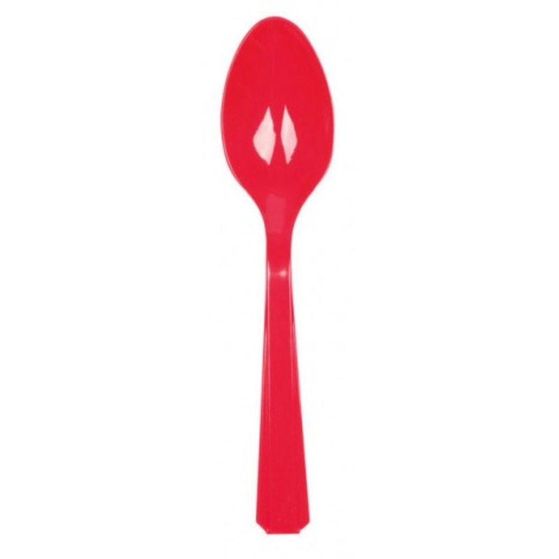 10 party buffet spoons red 14.5cm